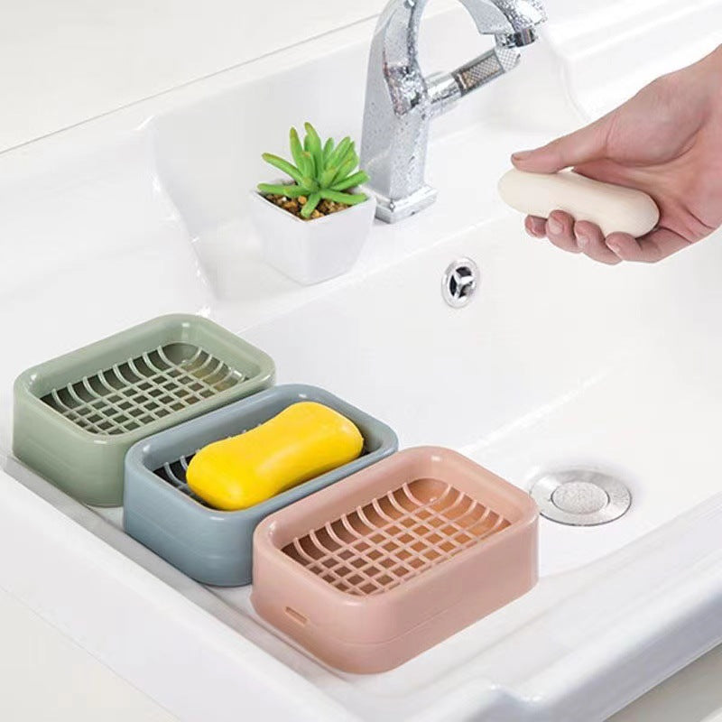 穴あけ不要のキュートでクリエイティブなメッシュソープボックス。家庭用の二重構造で水切り可能なソープボックス。ランジェリーや下着の収納に最適です。