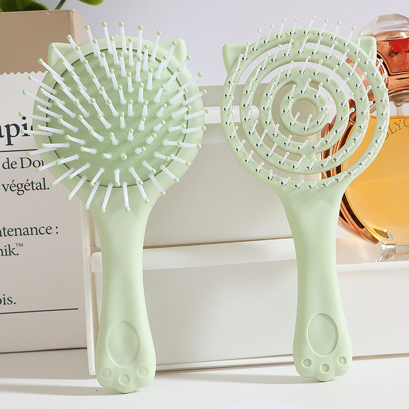 かわいい猫の形をしたクッションコーム、キャンディーカラーの妖精のような、子供用のマッサージミラーコーム、ポータブルな中空コーム。