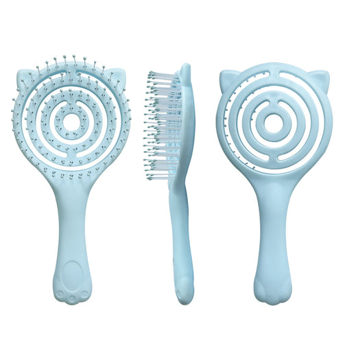 かわいい猫の形をしたクッションコーム、キャンディーカラーの妖精のような、子供用のマッサージミラーコーム、ポータブルな中空コーム。